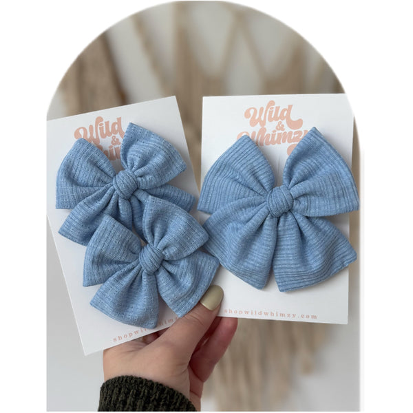 Light Blue Pointelle - Ellie Bows