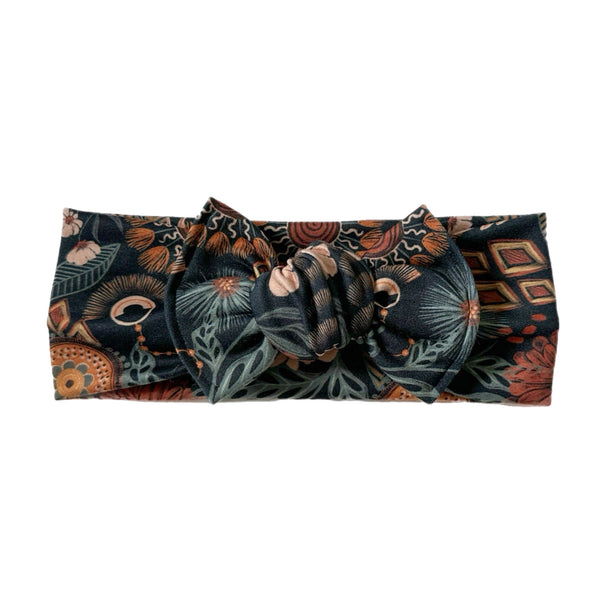 Dark Boho Floral Bow Headbands