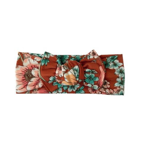 Rust Floral - Bow Headband