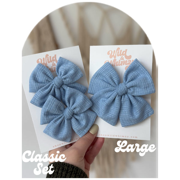 Light Blue Pointelle - Ellie Bows