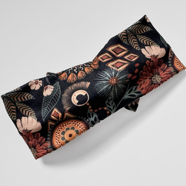 Dark Boho Floral Bow Headbands