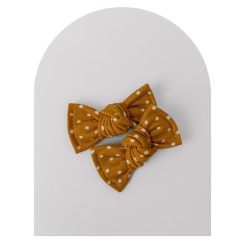 Mustard Dottie - Micro Knotted Bows