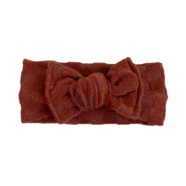 Cinnamon Cozy Checks - Bow Headband