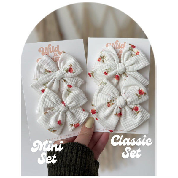 White & Red Dainty Floral - Ellie Bows