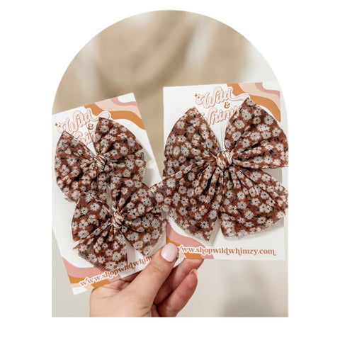 Brown Floral Mesh