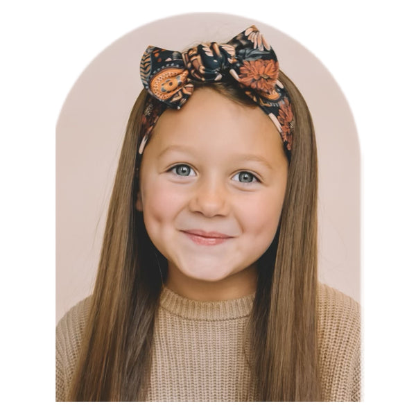 Dark Boho Floral Bow Headbands