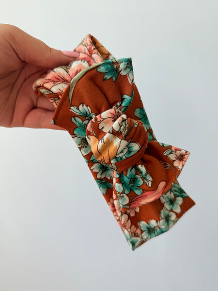 Rust Floral - Bow Headband