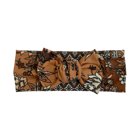 Brown Patchwork - Bow Headband