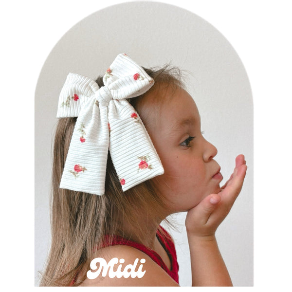 White & Red Dainty Floral - Ellie Bows