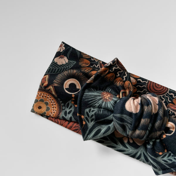 Dark Boho Floral Bow Headbands