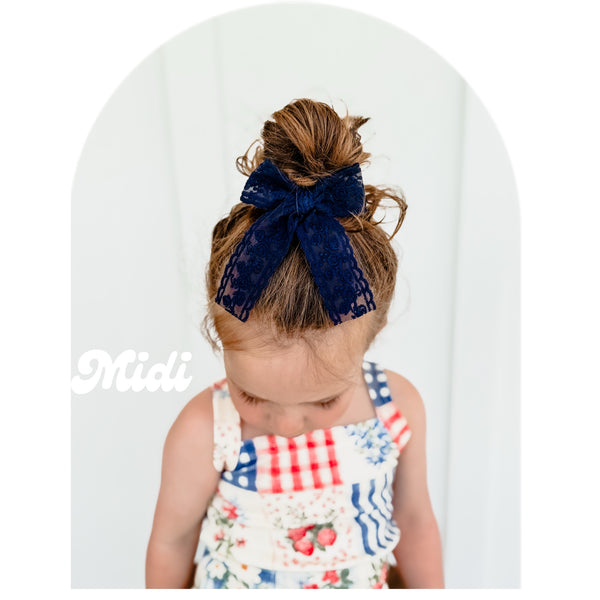 Navy Vintage Lace Bows