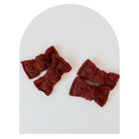 Cinnamon Cozy Checks - Micro Knotted Bows