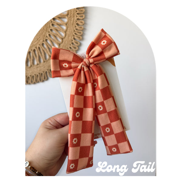 Orange Daisy Checks- Ellie Bows