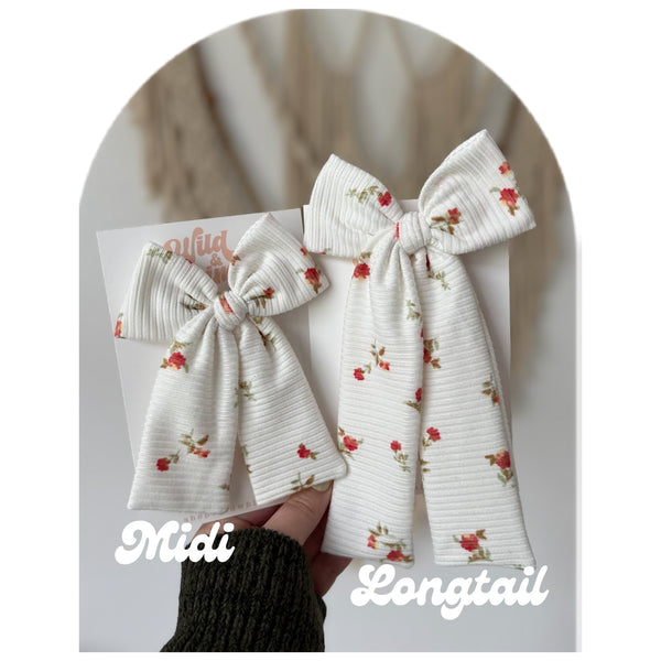 White & Red Dainty Floral - Ellie Bows
