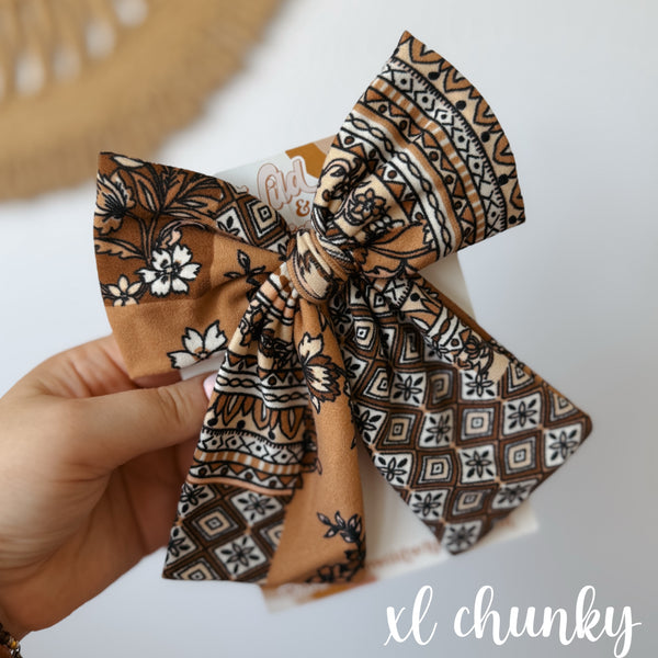 Brown Patchwork - Ellie Bows
