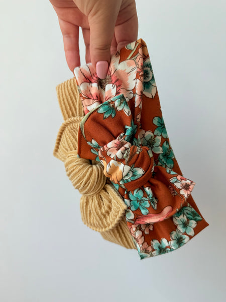 Rust Floral - Bow Headband