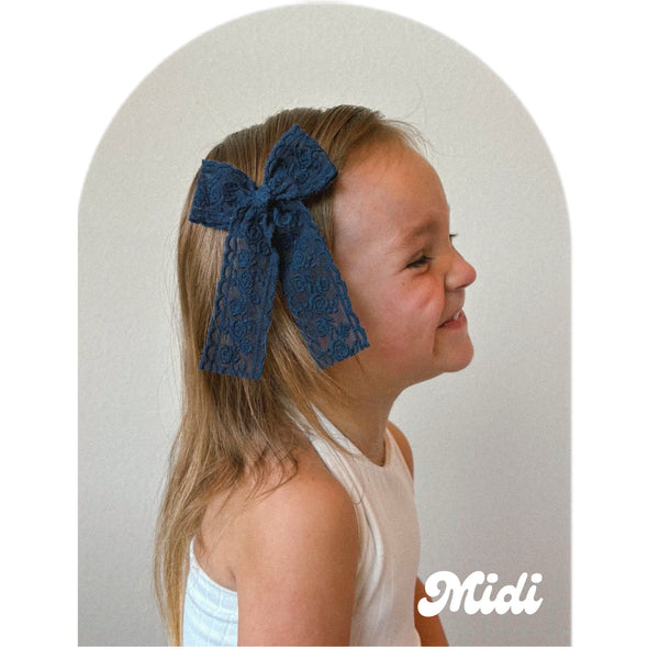 Navy Vintage Lace Bows