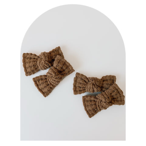 Latte Chunky Waffle - Micro Knotted Bows