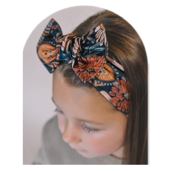 Dark Boho Floral Bow Headbands